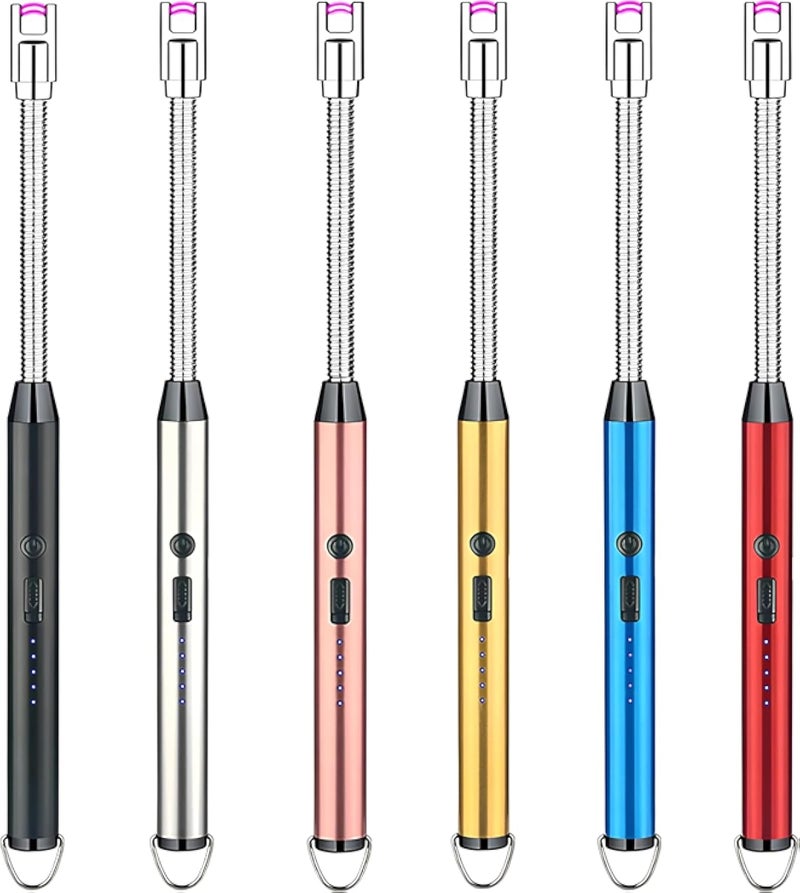 ولاعة قابلة لإعادة الشحن عبر منفذ USB - ولاعة كهربائية مقاومة للرياح مزودة بمفتاح أمان للشموع والشوايات ومواقد الغاز والمطبخ والتخييم (2)